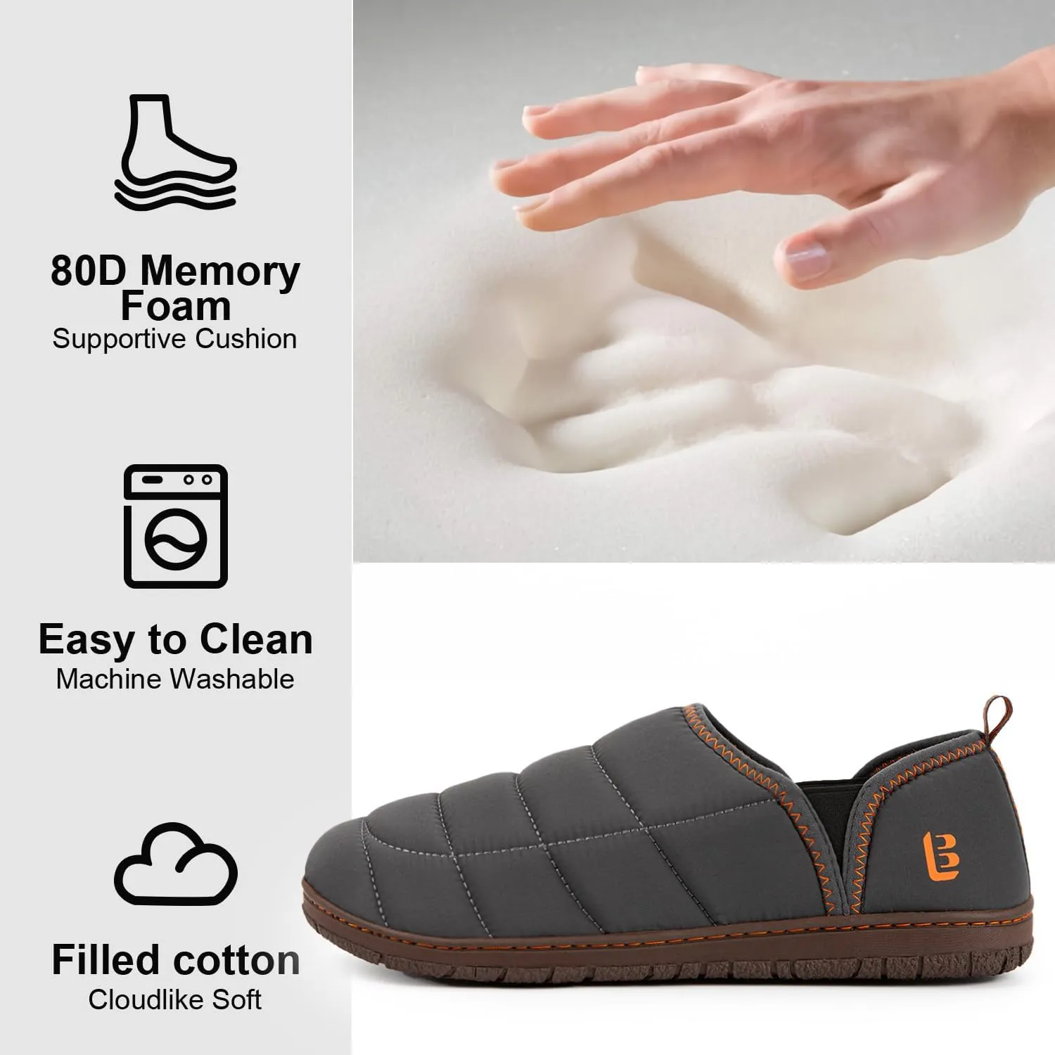 LongBay Mens Outdoor Slippers Two Tone Memory Foam Slip On Indoor House Shoes Loafers