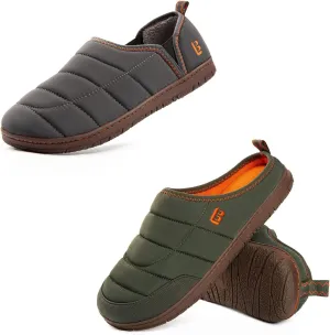 LongBay Mens Outdoor Slippers Two Tone Memory Foam Slip On Indoor House Shoes Loafers