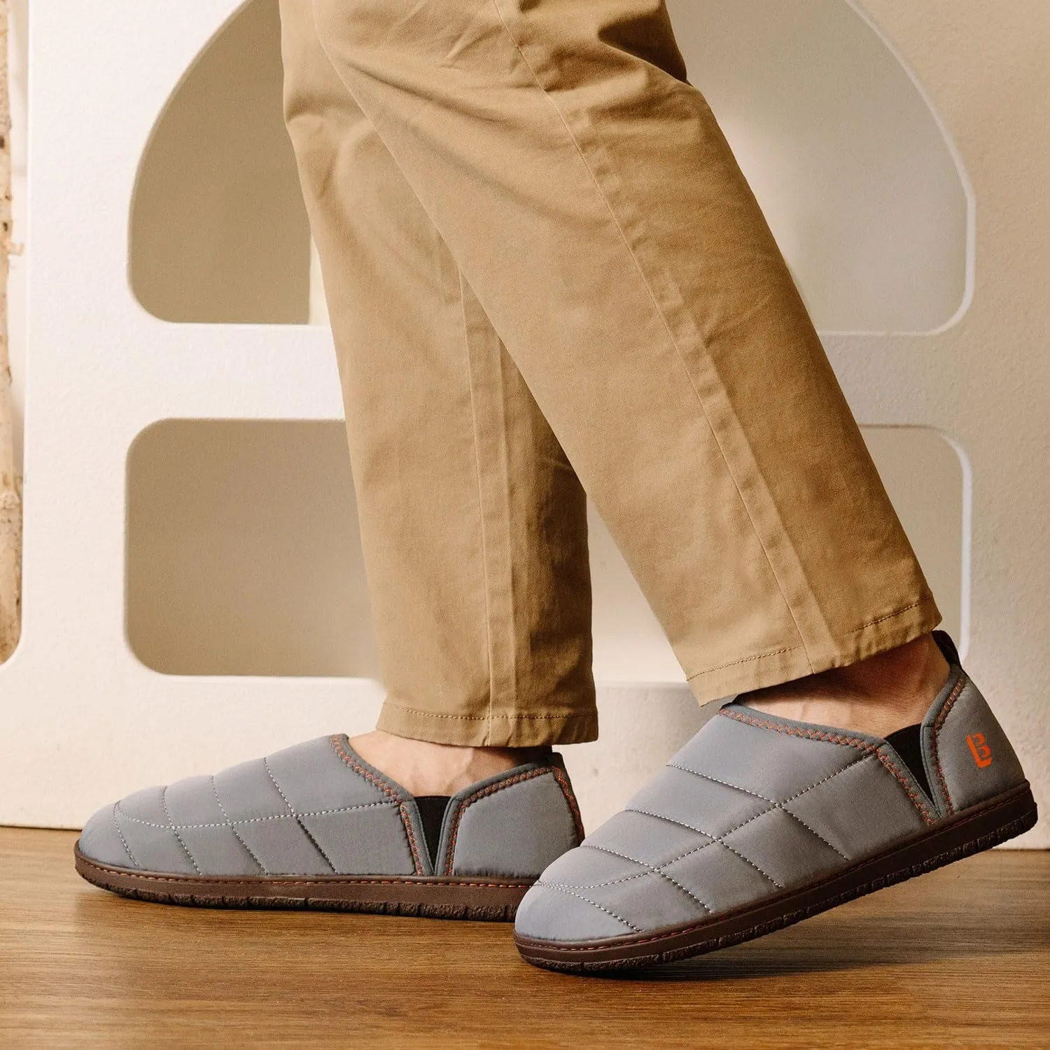 LongBay Mens Outdoor Slippers Two Tone Memory Foam Slip On Indoor House Shoes Loafers