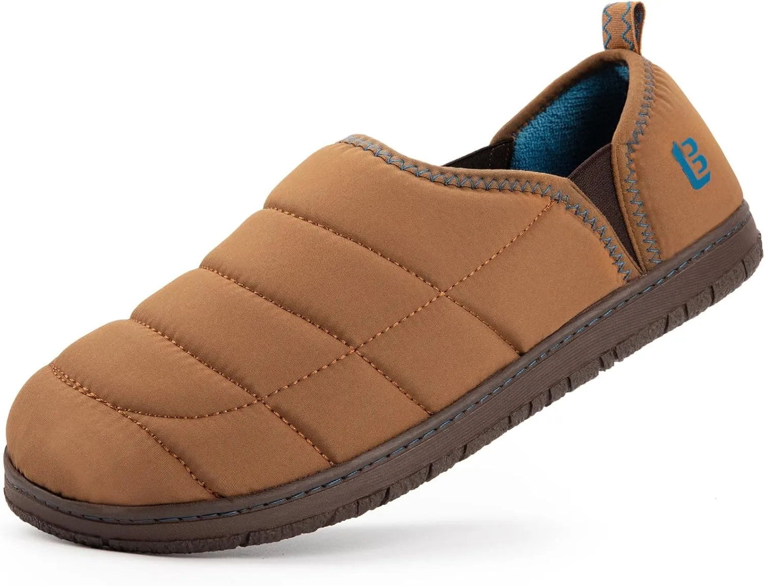 LongBay Mens Outdoor Slippers Two Tone Memory Foam Slip On Indoor House Shoes Loafers