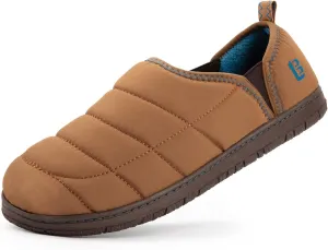 LongBay Mens Outdoor Slippers Two Tone Memory Foam Slip On Indoor House Shoes Loafers