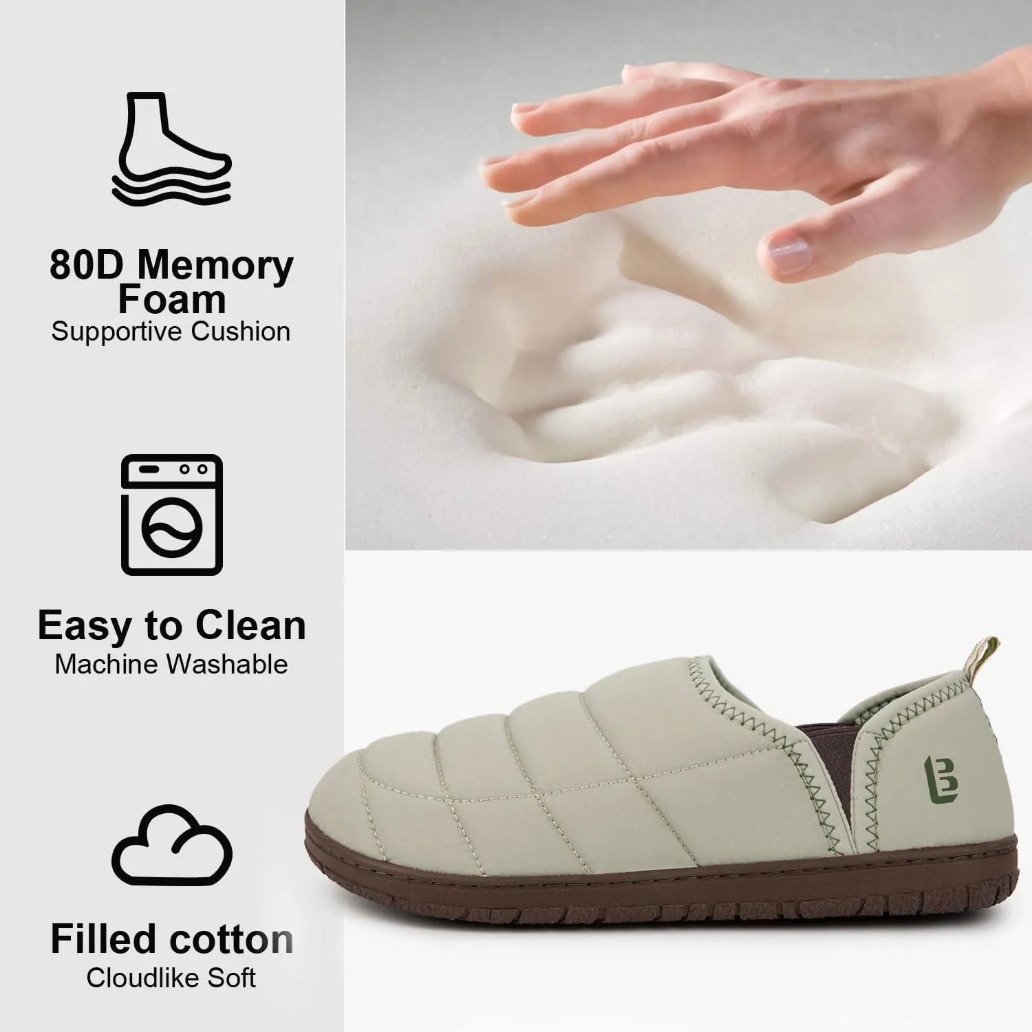 LongBay Mens Outdoor Slippers Two Tone Memory Foam Slip On Indoor House Shoes Loafers