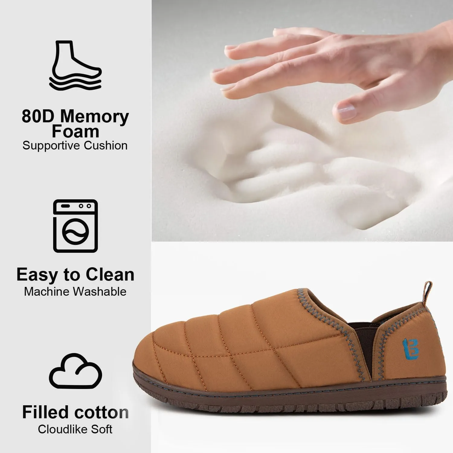 LongBay Mens Outdoor Slippers Two Tone Memory Foam Slip On Indoor House Shoes Loafers