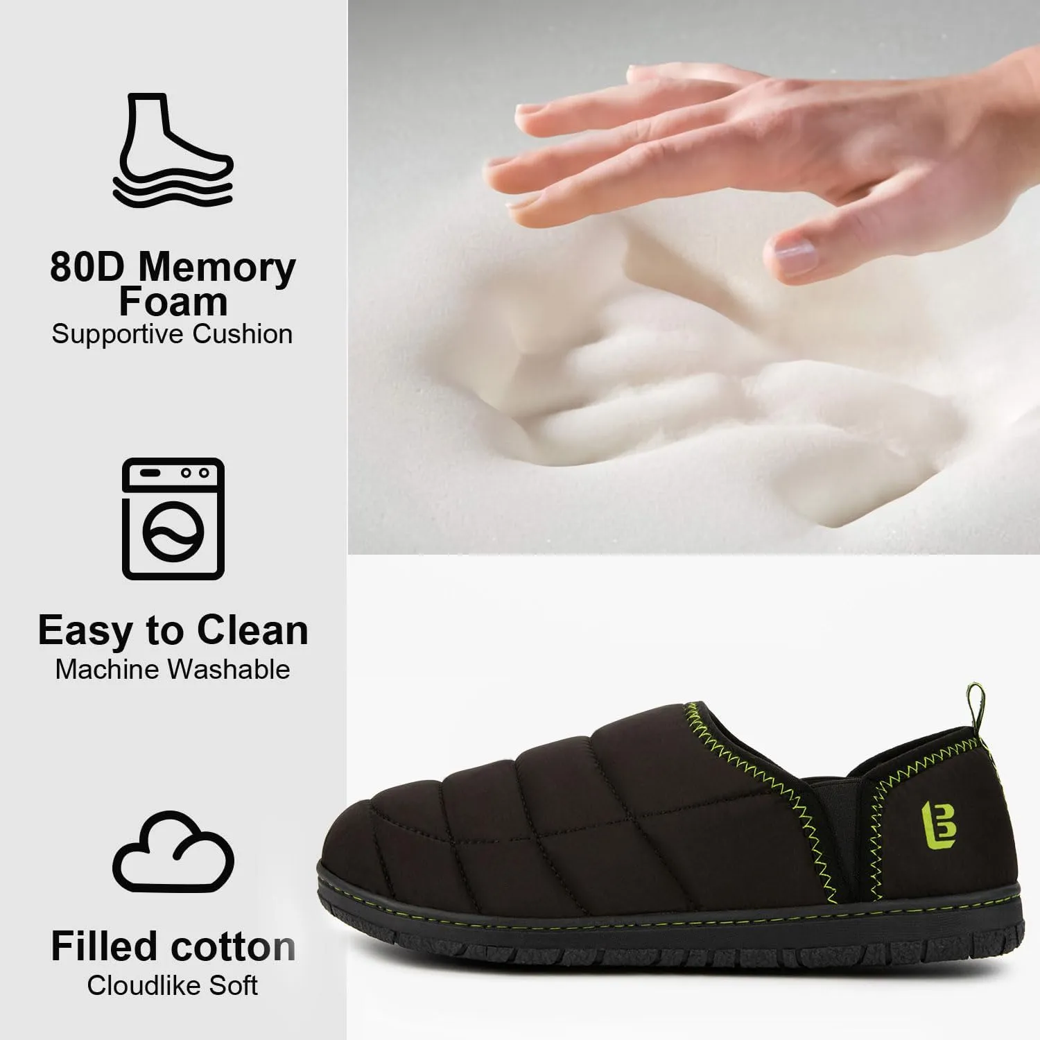 LongBay Mens Outdoor Slippers Two Tone Memory Foam Slip On Indoor House Shoes Loafers