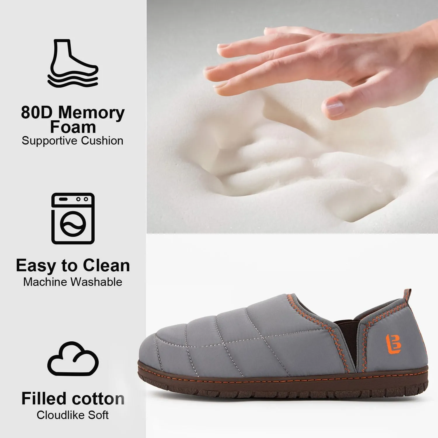 LongBay Mens Outdoor Slippers Two Tone Memory Foam Slip On Indoor House Shoes Loafers