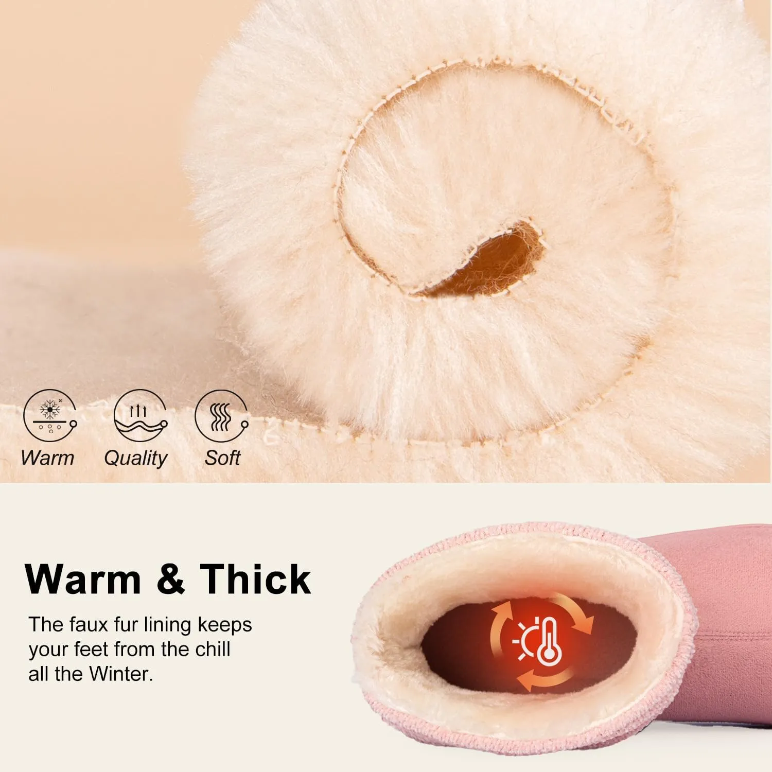 LongBay Women's Warm Chenille Knit Bootie Slippers Memory Foam Comfy Suede Fluffy Faux Fur Memory Foam Boots House Shoes