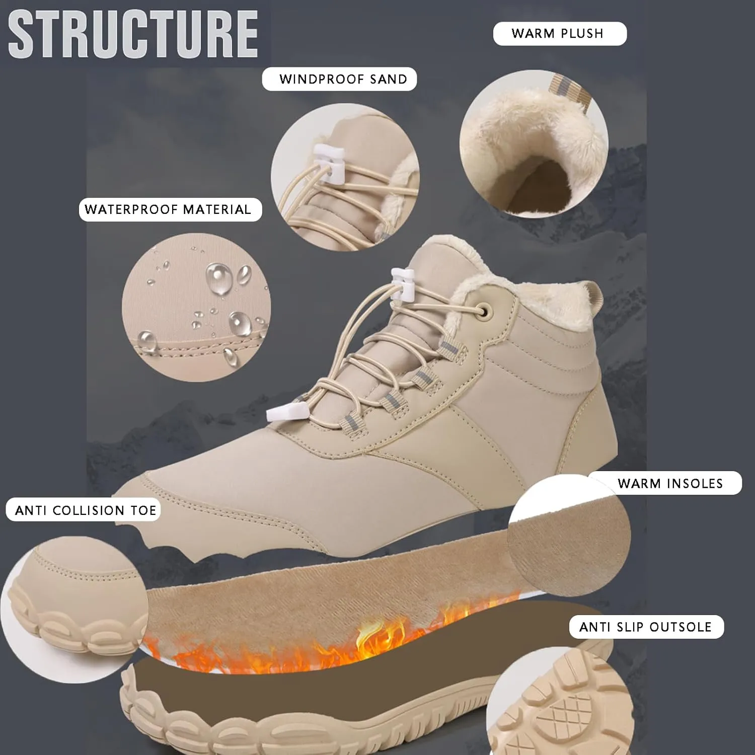 LOSD Hike Barefoot Womens, Hike Winter Barefoot Shoes Women Men, Winter Barefoot Boots Women, Barefoot Hiking Boots