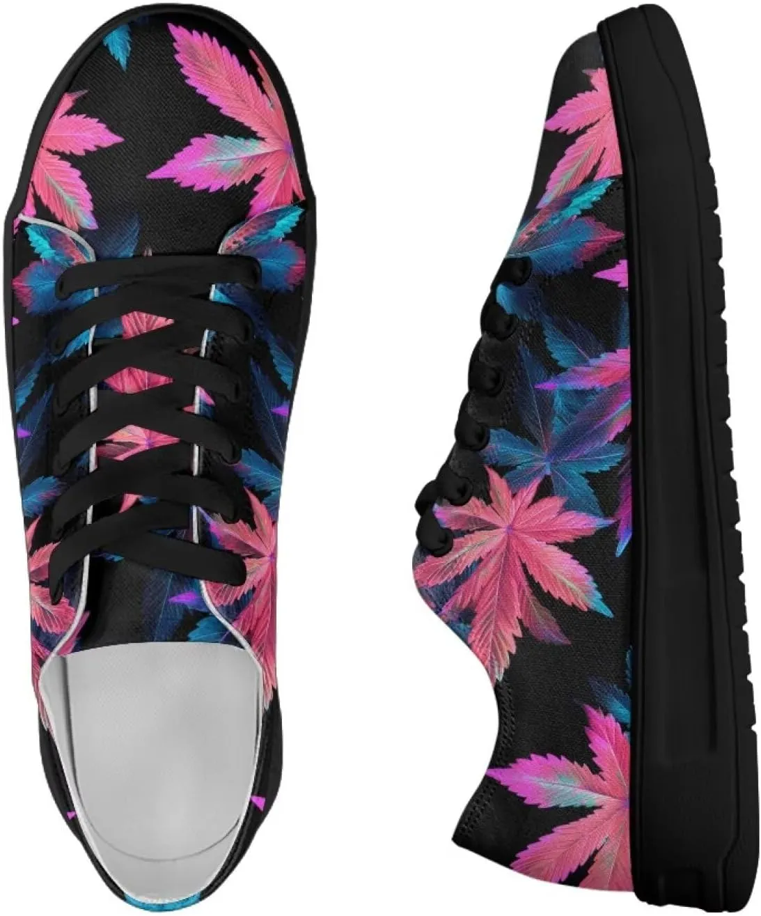 Low-Top Slip Ons Sneakers Canvas Women Black Platform Canvas Shoes Trendy Slip Ons Barefoot Shoes Fit Comfort 5.5-13.5