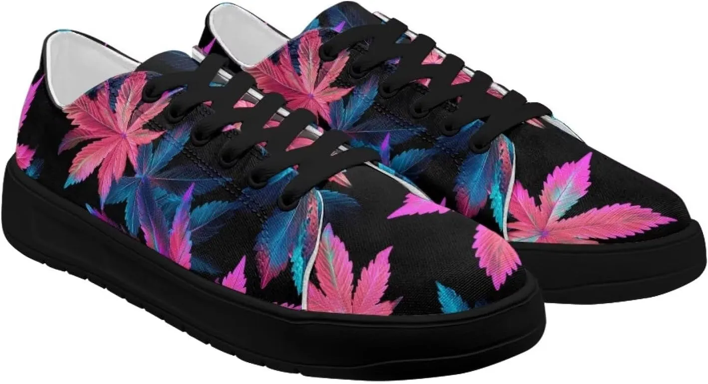 Low-Top Slip Ons Sneakers Canvas Women Black Platform Canvas Shoes Trendy Slip Ons Barefoot Shoes Fit Comfort 5.5-13.5