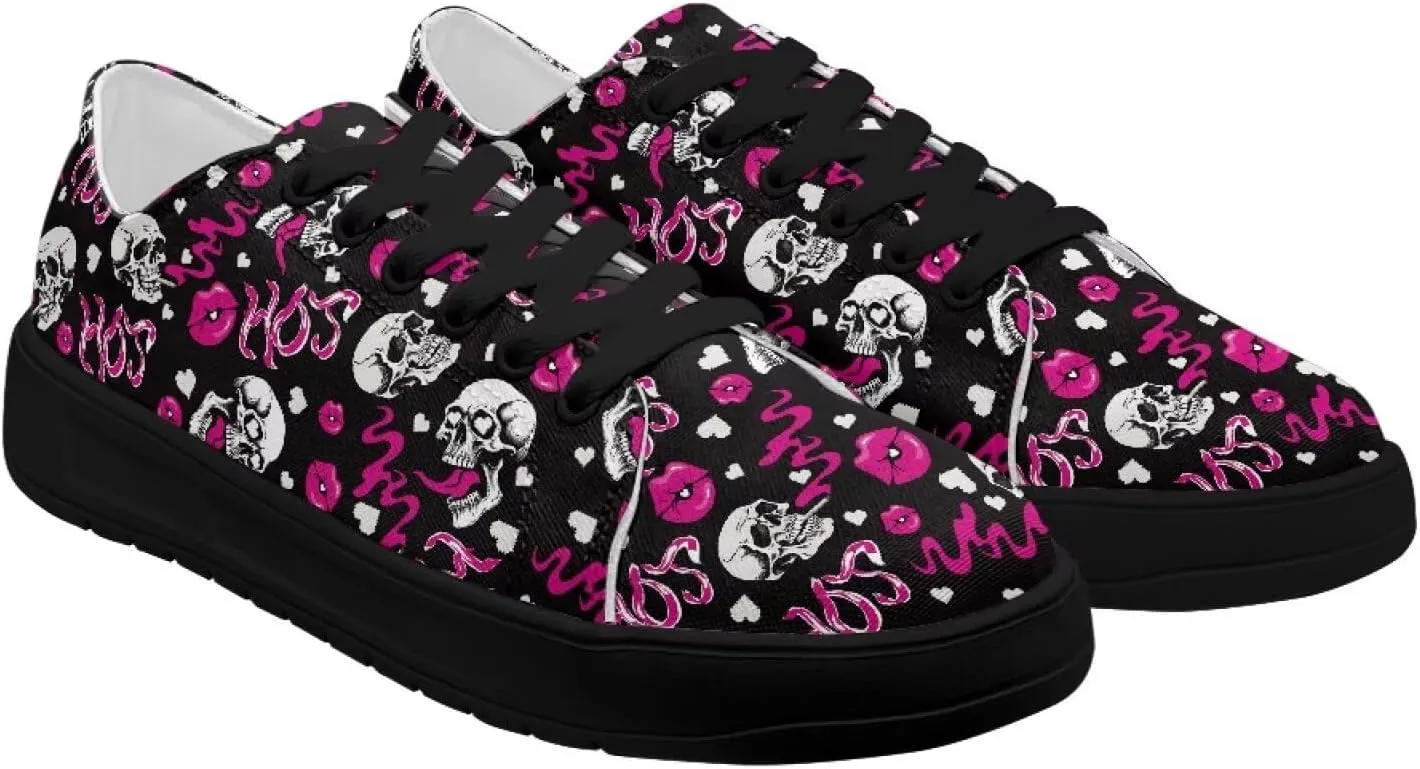 Low-Top Slip Ons Sneakers Canvas Women Black Platform Canvas Shoes Trendy Slip Ons Barefoot Shoes Fit Comfort 5.5-13.5