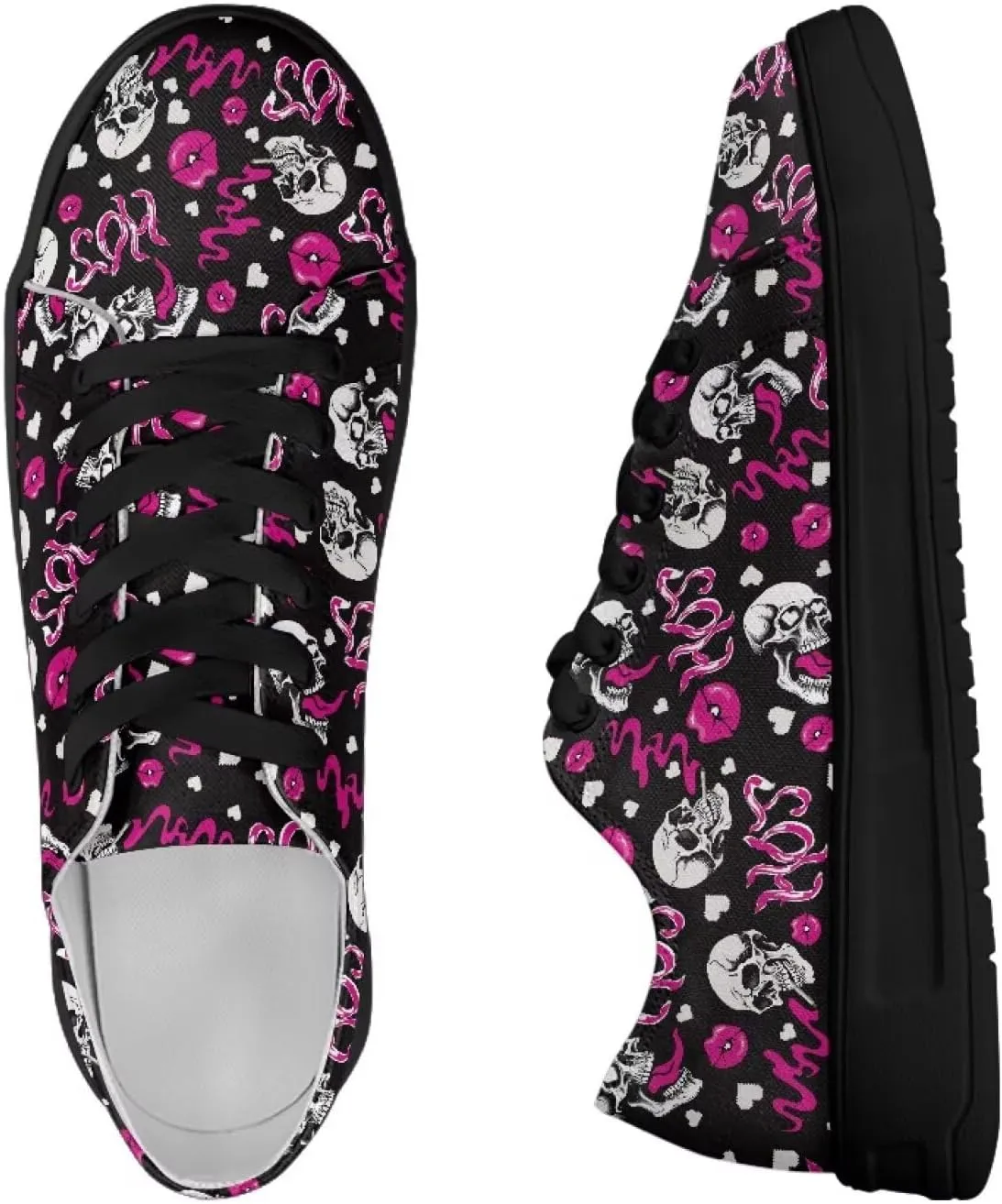 Low-Top Slip Ons Sneakers Canvas Women Black Platform Canvas Shoes Trendy Slip Ons Barefoot Shoes Fit Comfort 5.5-13.5