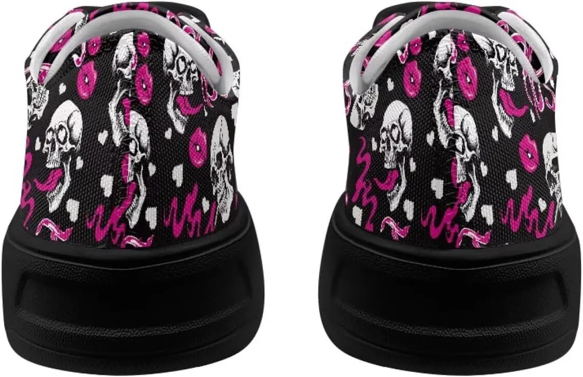 Low-Top Slip Ons Sneakers Canvas Women Black Platform Canvas Shoes Trendy Slip Ons Barefoot Shoes Fit Comfort 5.5-13.5