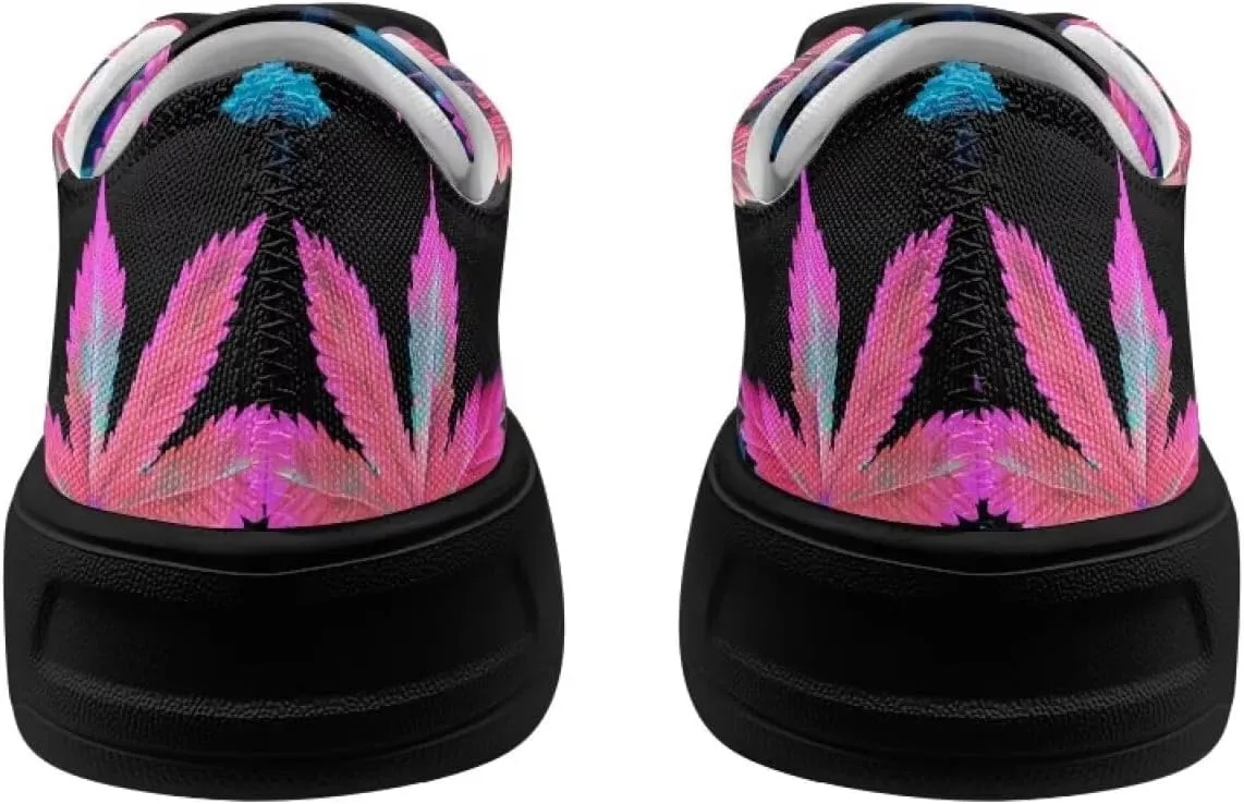 Low-Top Slip Ons Sneakers Canvas Women Black Platform Canvas Shoes Trendy Slip Ons Barefoot Shoes Fit Comfort 5.5-13.5