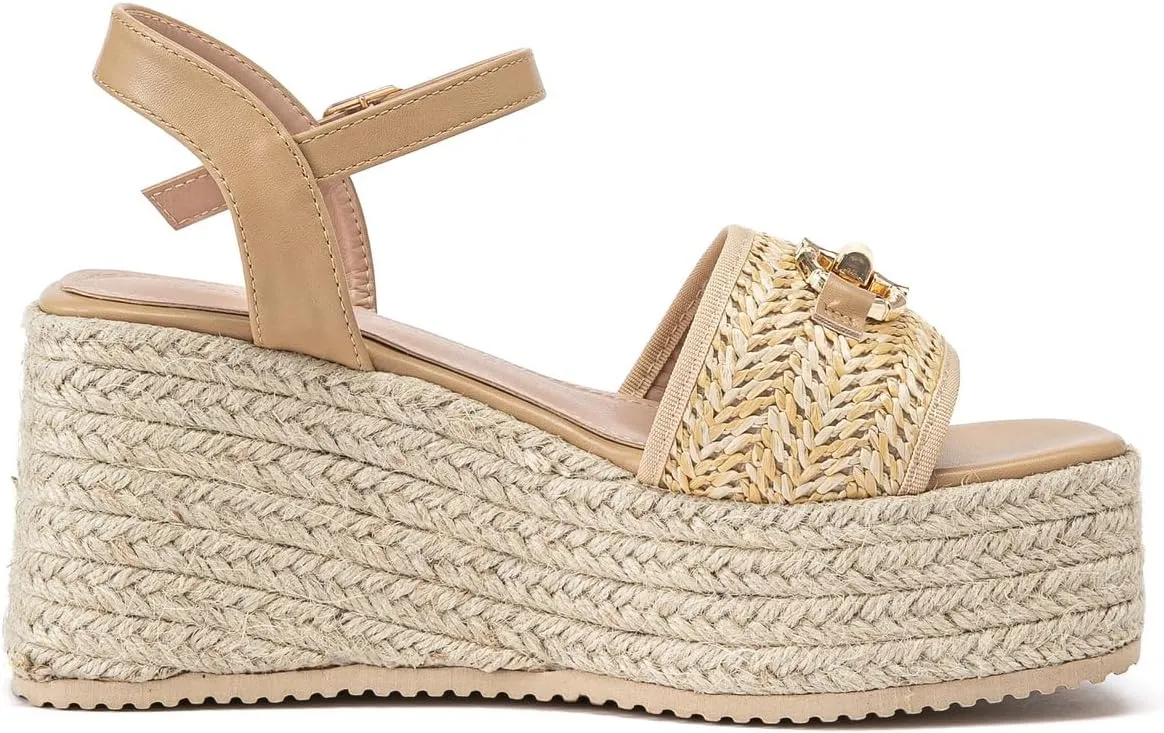 Lryweisy Espadrilles Wedge Sandals Comfortable Women Platform Sandals with Ankle Strap Dressy Summer Shoes