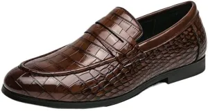 Luxury Genuine Leather Men's Oxford Shoes, Business Dress Shoes, Italian Crocodile Pattern Wedding Loafers, Elegant Men's Footwear
