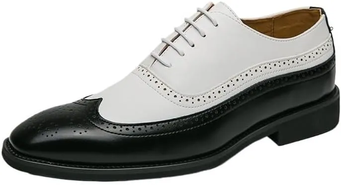 Luxury Italian Men's Oxford, Two Tone Genuine Leather Shoes, Men All-Match Dress Shoes, Cap Toe Lace Up Business Formal Shoes, Comfortable Casual Loafers