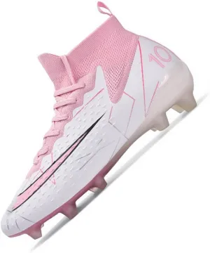 MEBAMY Men's Football Cleats High-Tops Comfortable - Gold-Plated Sole Spikes Soccer Boots for Turf AG
