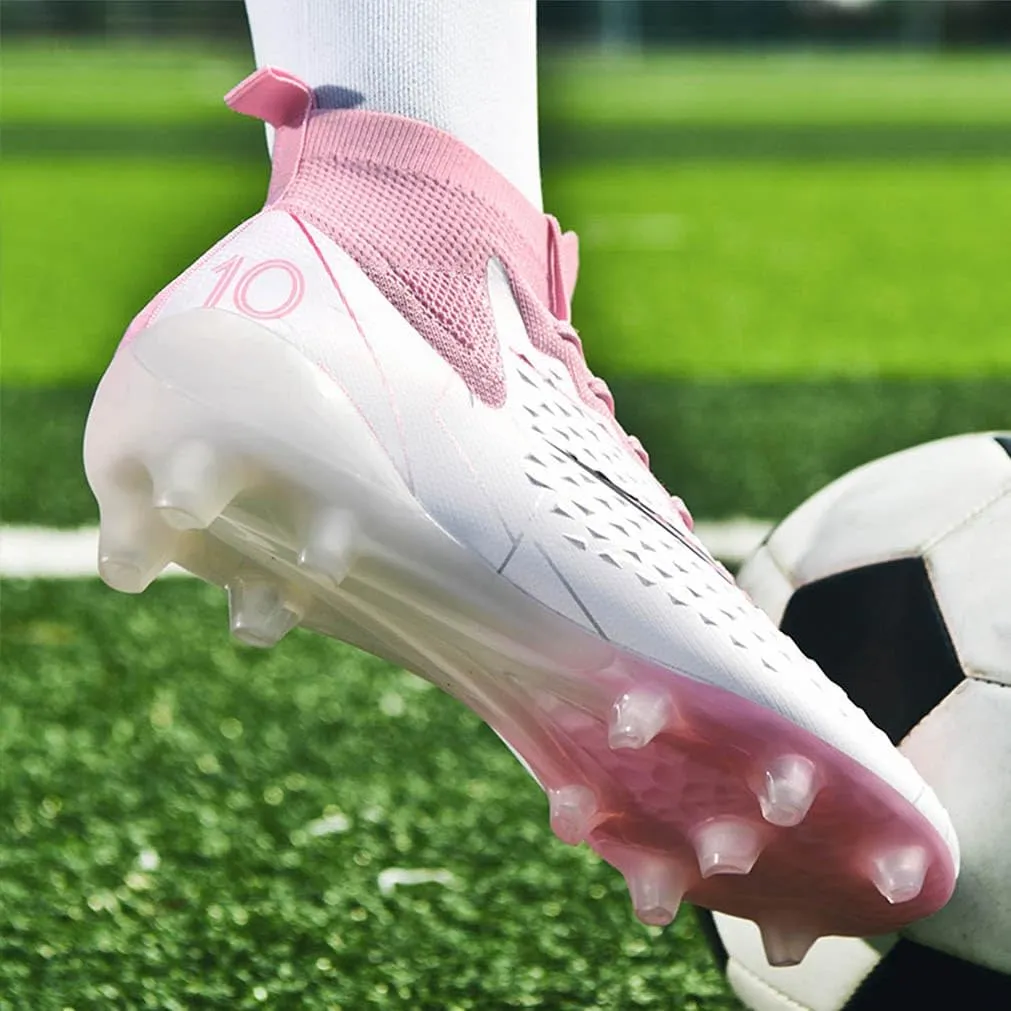 MEBAMY Men's Football Cleats High-Tops Comfortable - Gold-Plated Sole Spikes Soccer Boots for Turf AG
