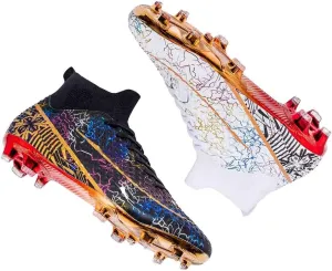 MEBAMY Men's Football Cleats High-Tops Comfortable - Gold-Plated Sole Spikes Soccer Boots for Turf AG