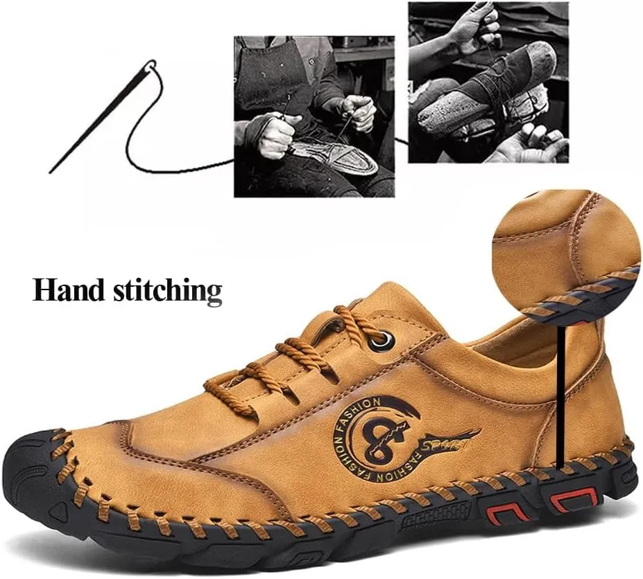 Men Vintage Leather Loafers Summer Casual Walking Shoes Driving Boat Moccasins