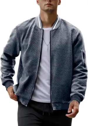 Mens Casual Jacket Coats Lightweight Slim Fit Trendy Zipper Stand Collar Pockets Autumn Streetwear
