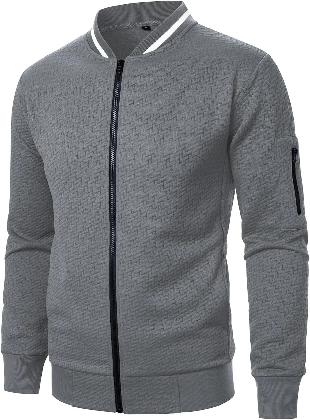 Mens Casual Jacket Coats Lightweight Slim Fit Trendy Zipper Stand Collar Pockets Autumn Streetwear