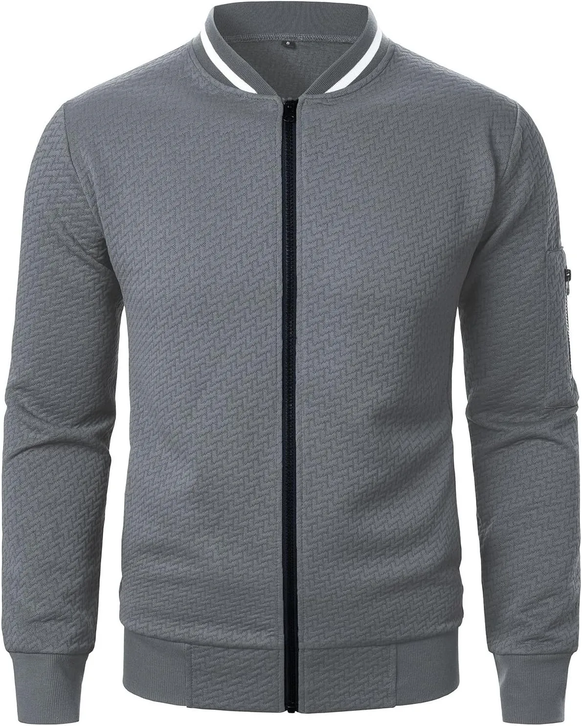 Mens Casual Jacket Coats Lightweight Slim Fit Trendy Zipper Stand Collar Pockets Autumn Streetwear