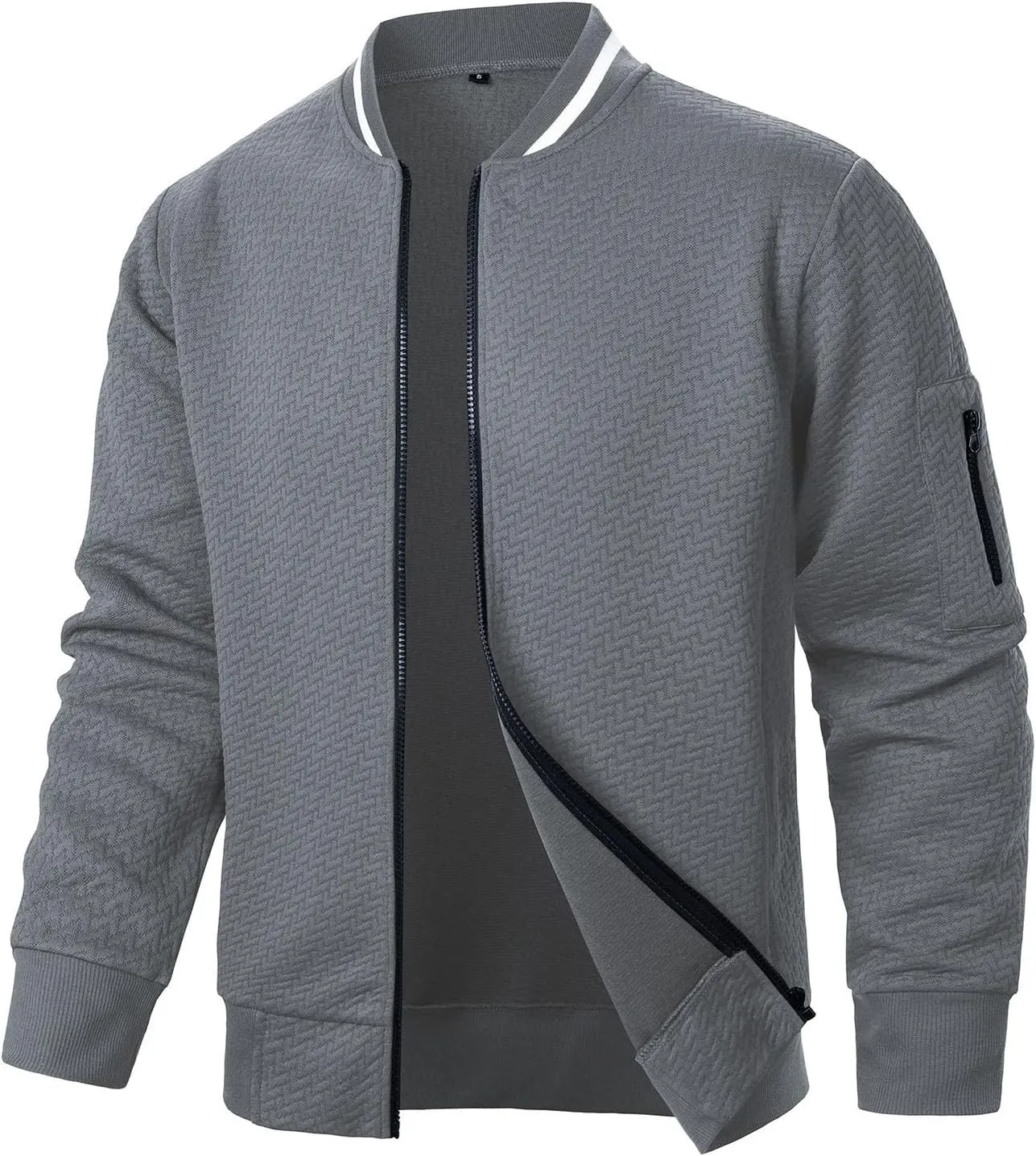 Mens Casual Jacket Coats Lightweight Slim Fit Trendy Zipper Stand Collar Pockets Autumn Streetwear
