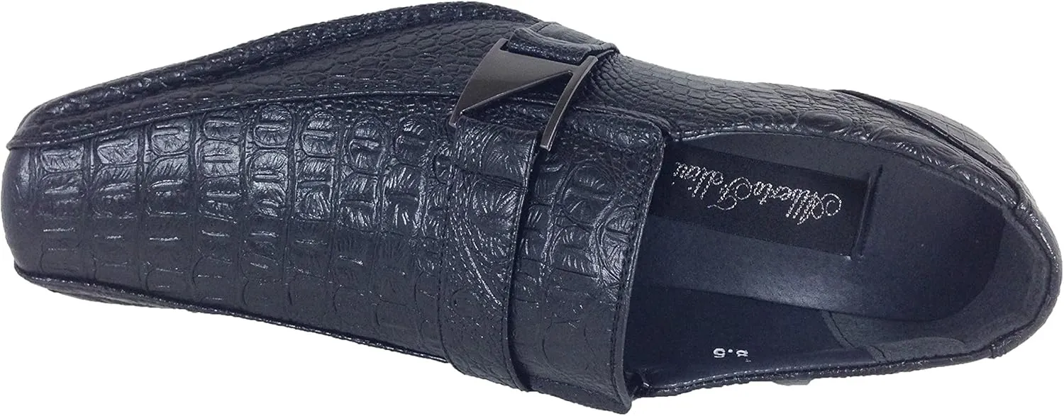 Men's Dress Loafers Elastic Slip on with Buckle Fashion Shoes Runs Half Size Big(Toni)