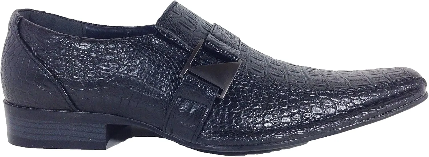 Men's Dress Loafers Elastic Slip on with Buckle Fashion Shoes Runs Half Size Big(Toni)