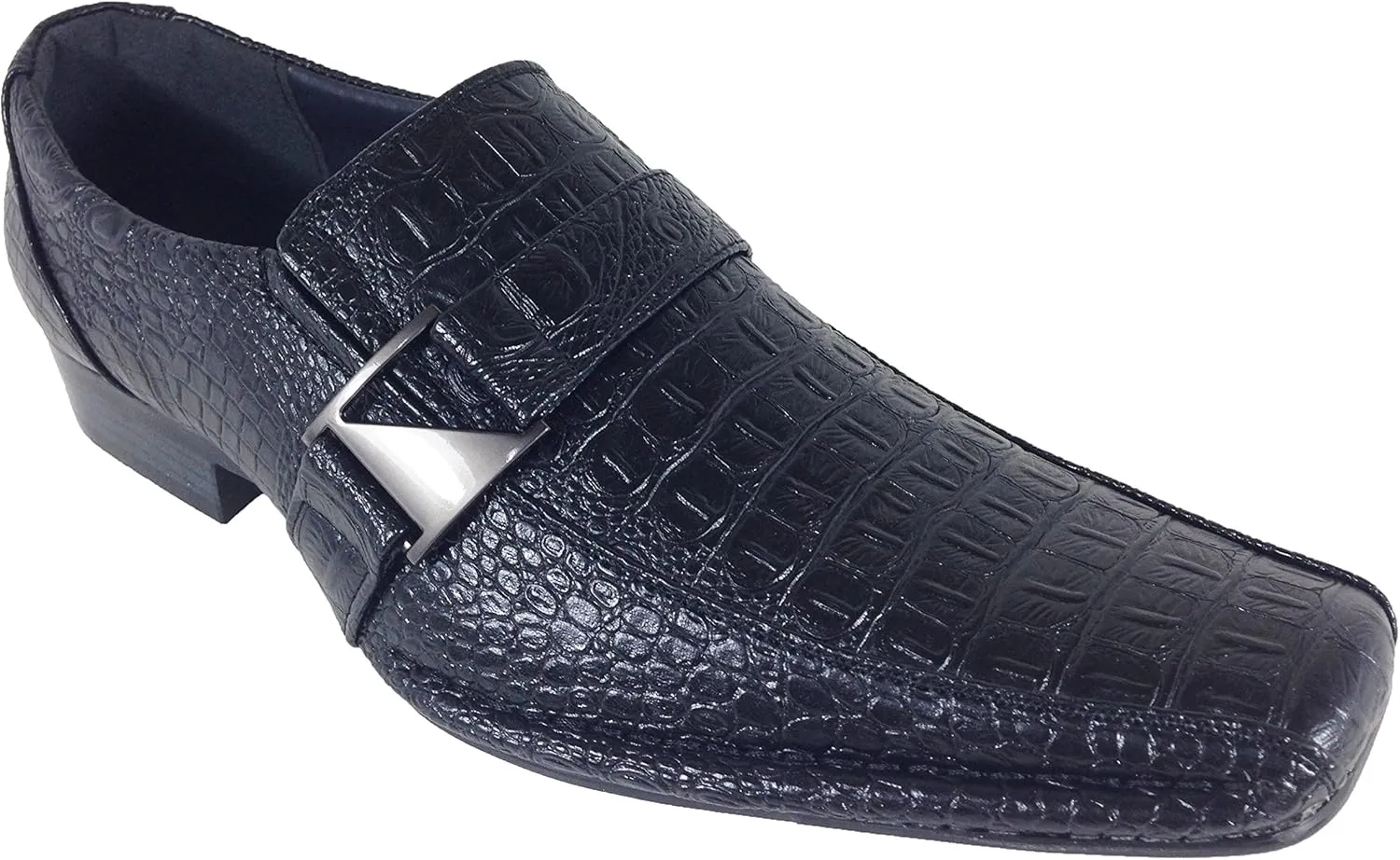 Men's Dress Loafers Elastic Slip on with Buckle Fashion Shoes Runs Half Size Big(Toni)