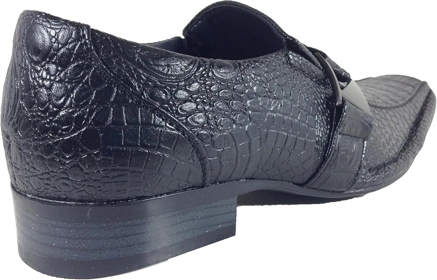 Men's Dress Loafers Elastic Slip on with Buckle Fashion Shoes Runs Half Size Big(Toni)