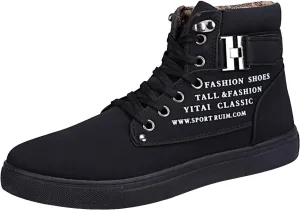 Men's High Top Sneakers Trendy Casual Canvas Sneakers for Men Lace Up Lightweight Walking Shoes British Style Skate Shoes