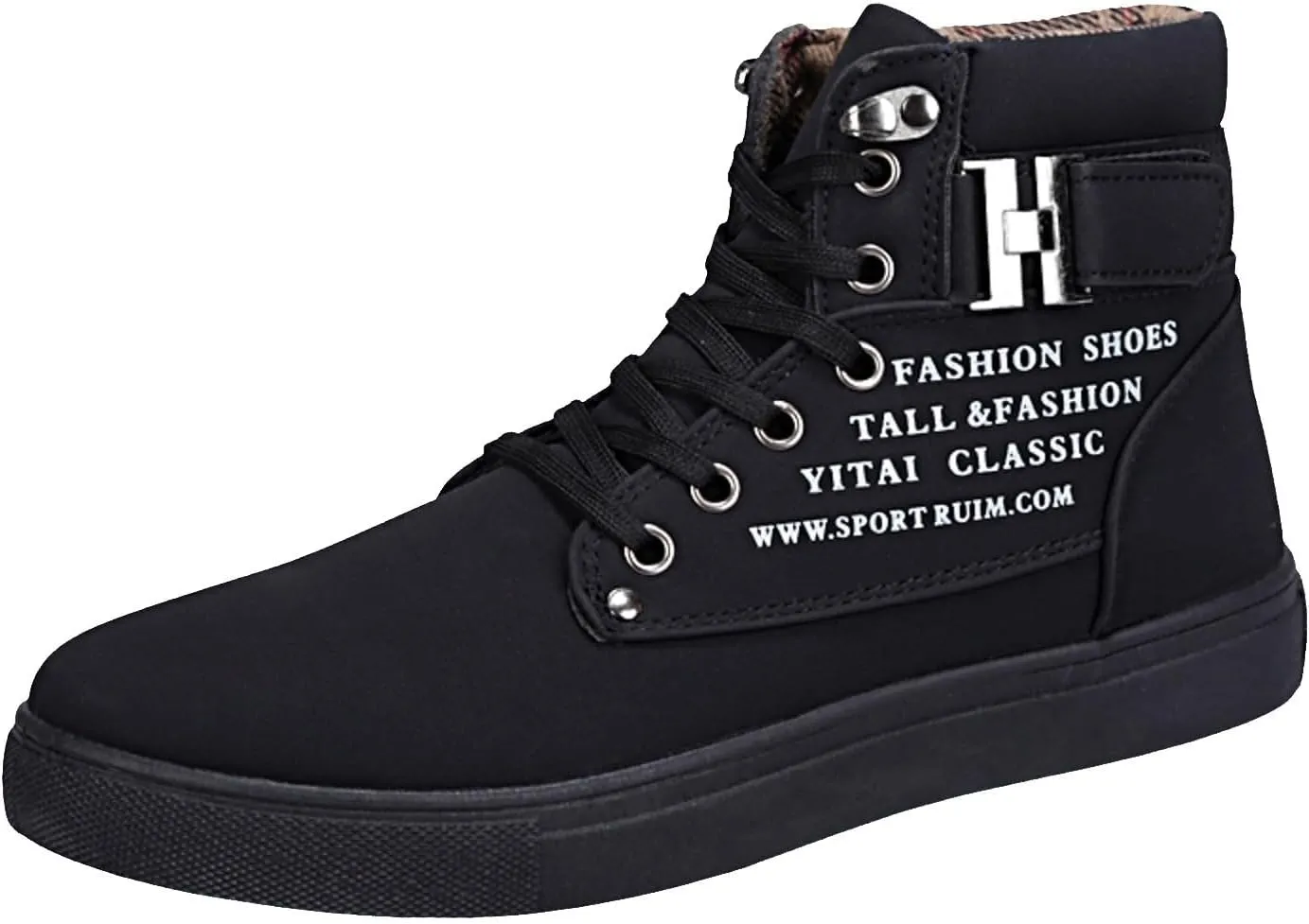 Men's High Top Sneakers Trendy Casual Canvas Sneakers for Men Lace Up Lightweight Walking Shoes British Style Skate Shoes