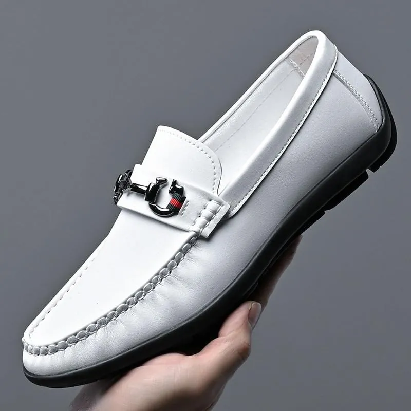 Mens Leopard Print Loafers Dress Shoes Comfortable Cowhide Soles Non-Slip Slip-On Walking Shoes