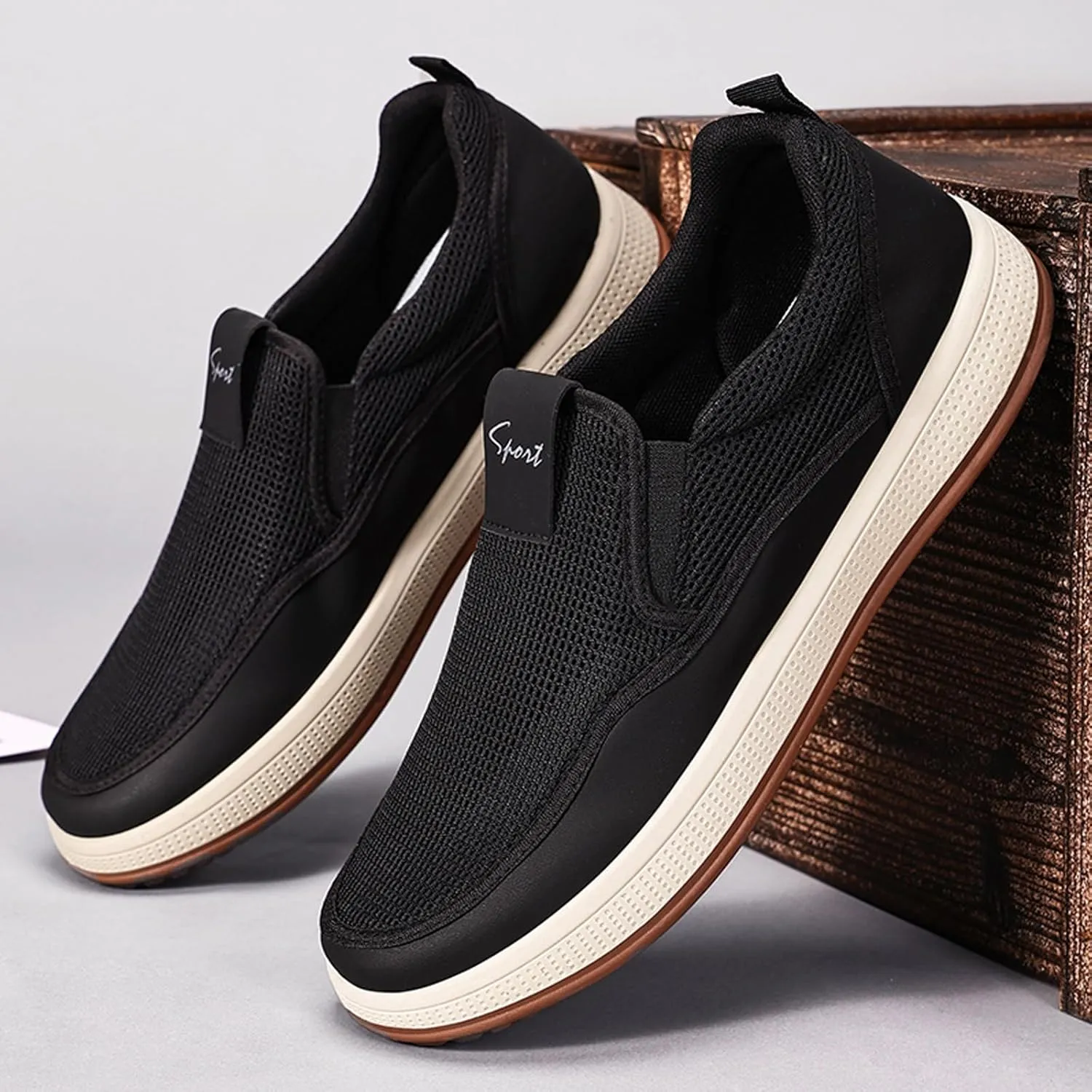 Men's Lightweight Mesh Slip On Loafers - Breathable Boat Shoes with Cushioned Insole & Soft Sole | Casual Sneakers for Driving, Walking & Active Lifestyle