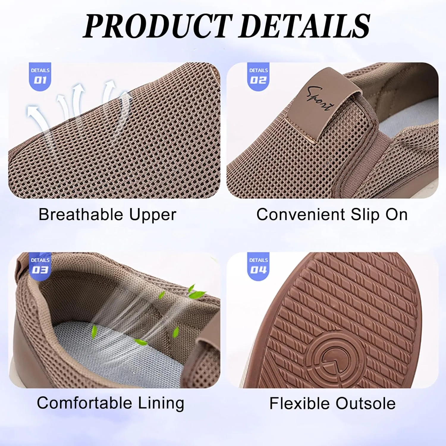 Men's Lightweight Mesh Slip On Loafers - Breathable Boat Shoes with Cushioned Insole & Soft Sole | Casual Sneakers for Driving, Walking & Active Lifestyle