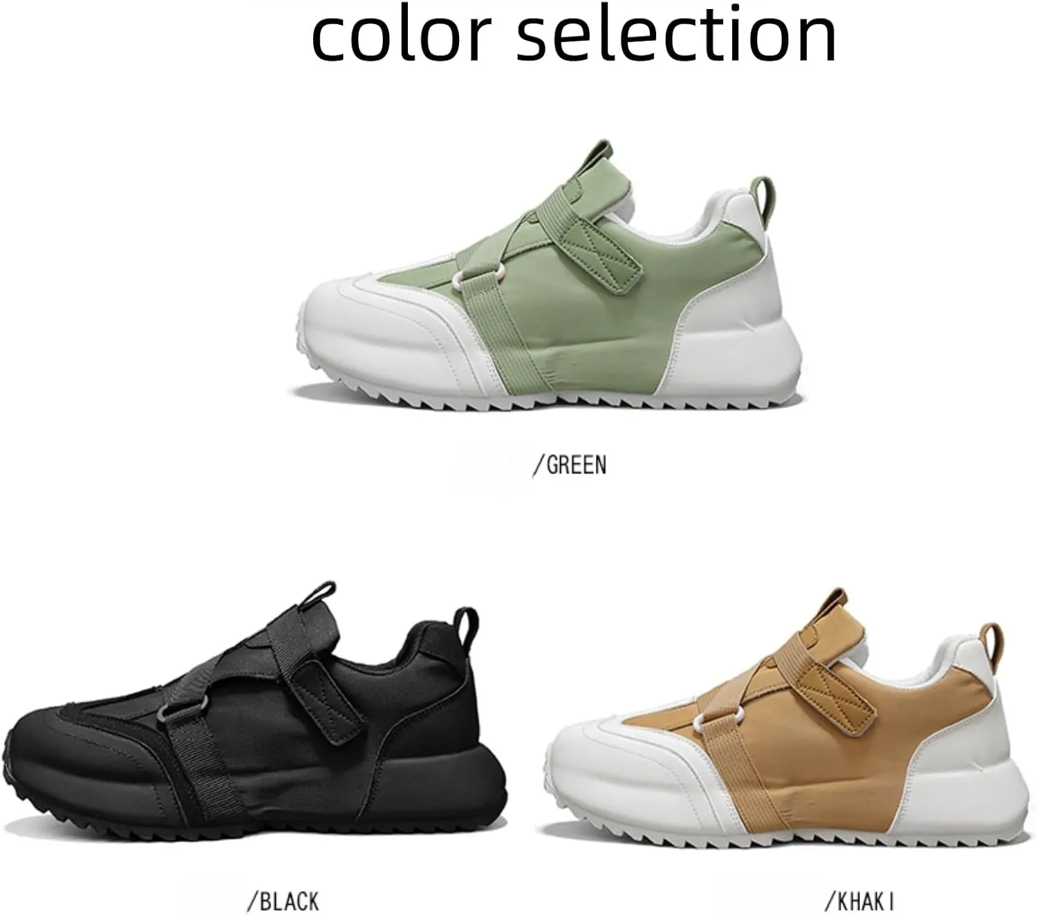 Men's Lightweight Outdoor Platform Sneakers with Thick Sole & Breathable Mesh Adjustable Closure for Walking Jogging Camping All-Season Slip-On Shoes