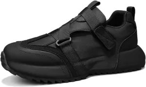 Men's Lightweight Outdoor Platform Sneakers with Thick Sole & Breathable Mesh Adjustable Closure for Walking Jogging Camping All-Season Slip-On Shoes