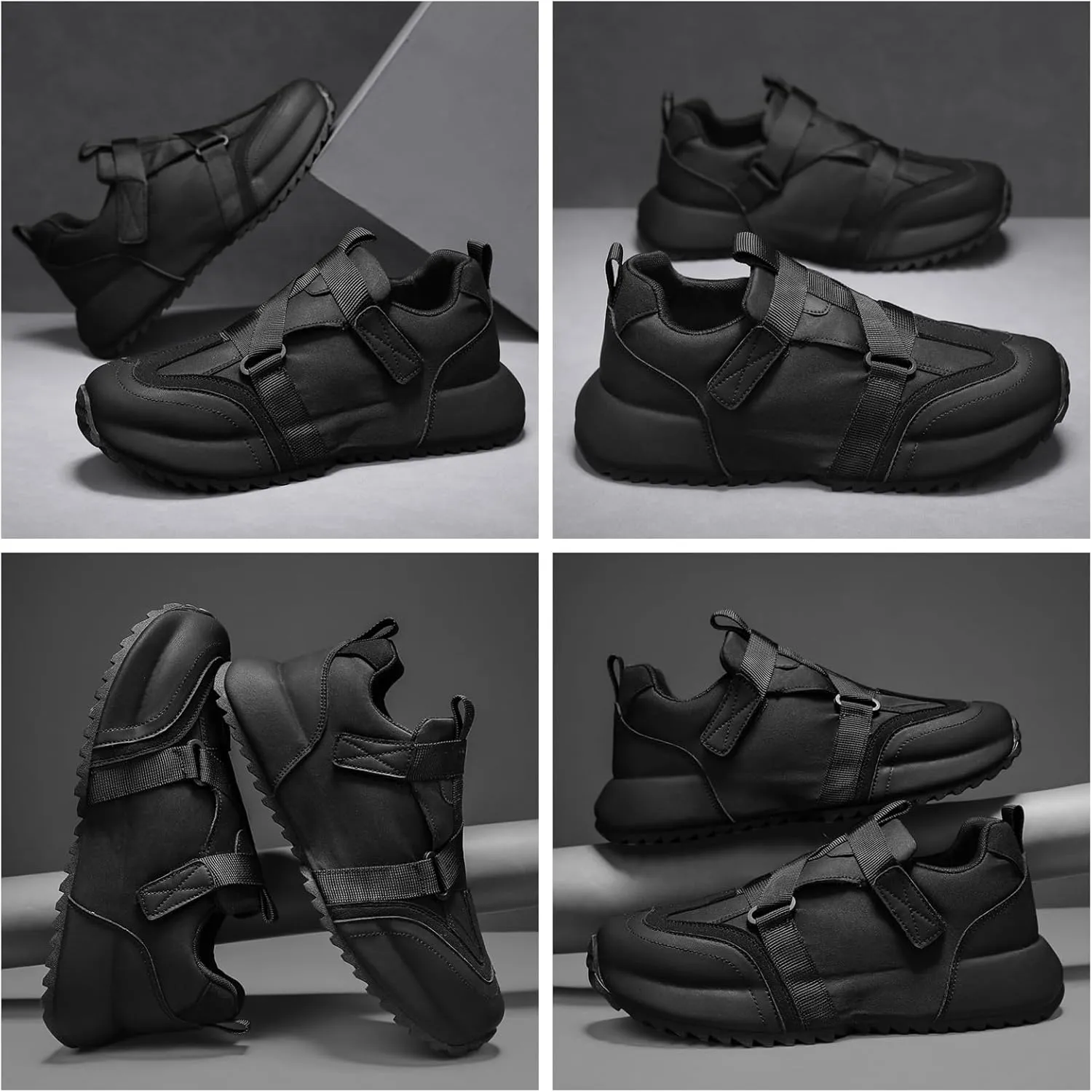 Men's Lightweight Outdoor Platform Sneakers with Thick Sole & Breathable Mesh Adjustable Closure for Walking Jogging Camping All-Season Slip-On Shoes