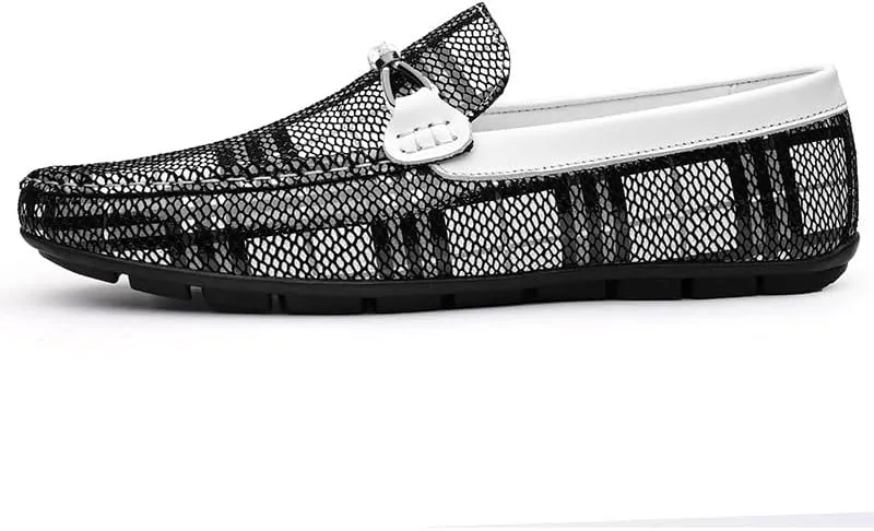 Mens Loafers Shoe Two Tone PU Leather Round Toe Penny Loafers Flexible Anti-Slip Comfortable Wedding Slip-ons