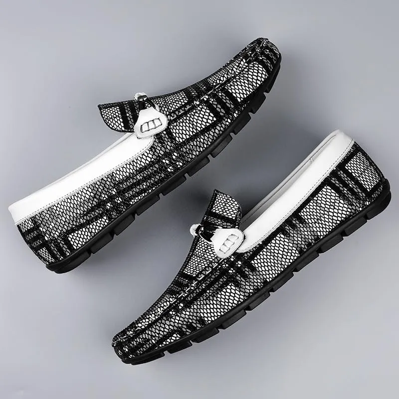 Mens Loafers Shoe Two Tone PU Leather Round Toe Penny Loafers Flexible Anti-Slip Comfortable Wedding Slip-ons