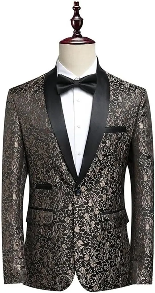 Men’S Luxurious Formal Single Breasted Blazer Regular Length Long Sleeve Wedding Coat