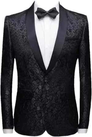Men’S Luxurious Formal Single Breasted Blazer Regular Length Long Sleeve Wedding Coat