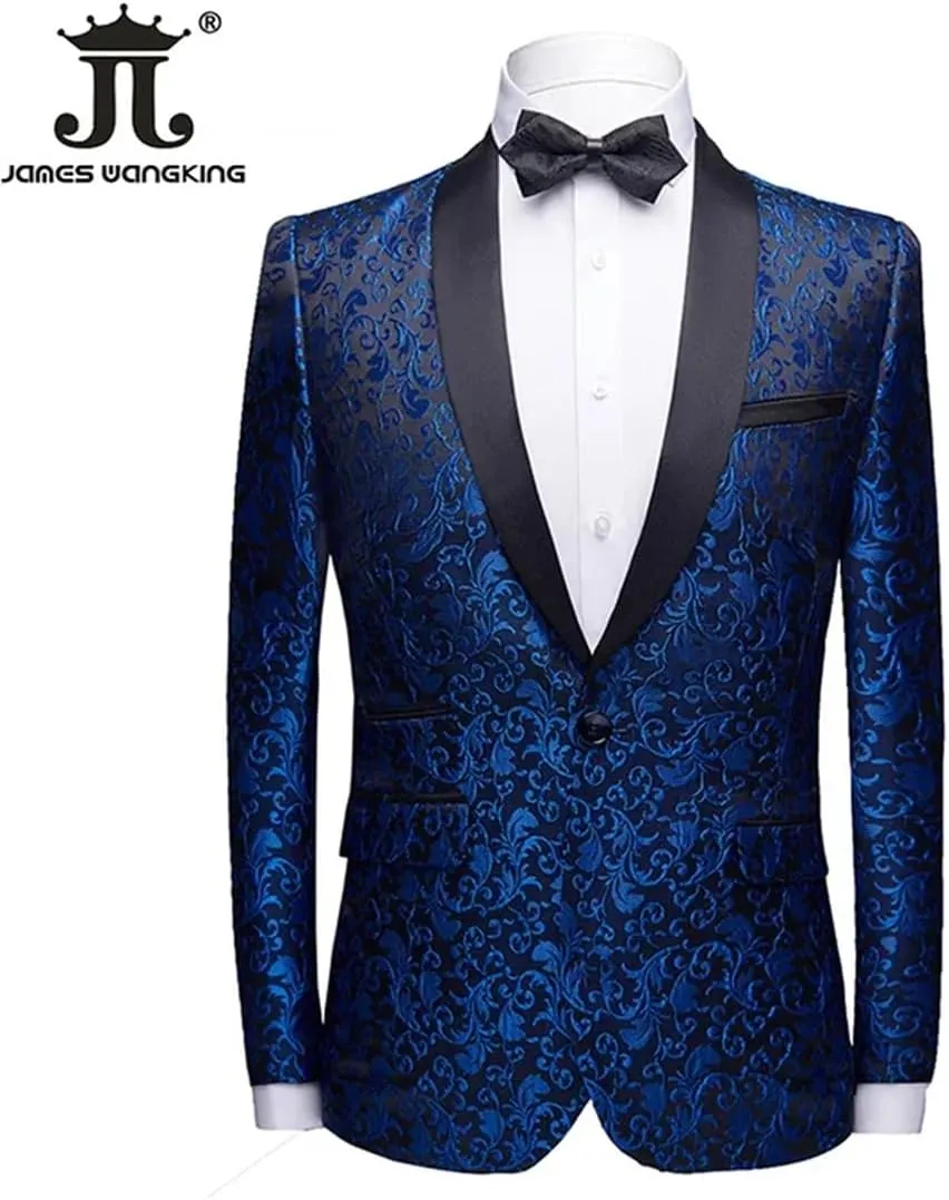 Men’S Luxurious Formal Single Breasted Blazer Regular Length Long Sleeve Wedding Coat