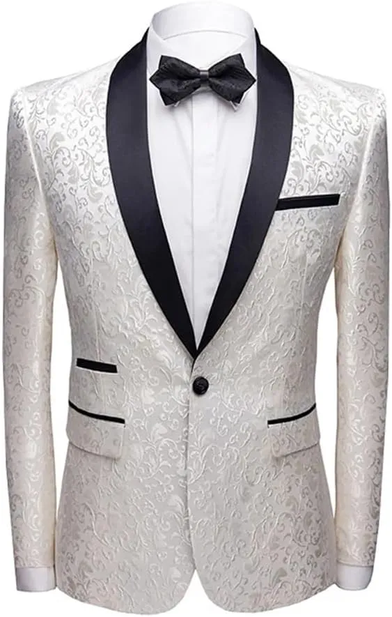 Men’S Luxurious Formal Single Breasted Blazer Regular Length Long Sleeve Wedding Coat