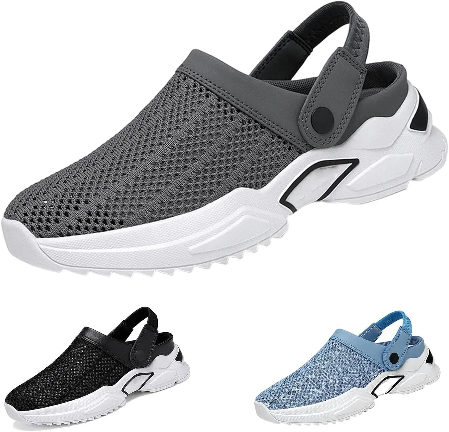 Men's Orthopedic Hollow-Out Summer Sandals Clogs Breathable Mesh Non-Slip Lightweight Comfortable Slip on Slippers