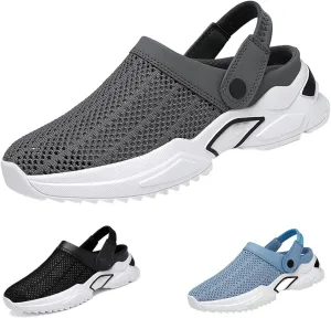 Men's Orthopedic Hollow-Out Summer Sandals Clogs Breathable Mesh Non-Slip Lightweight Comfortable Slip on Slippers