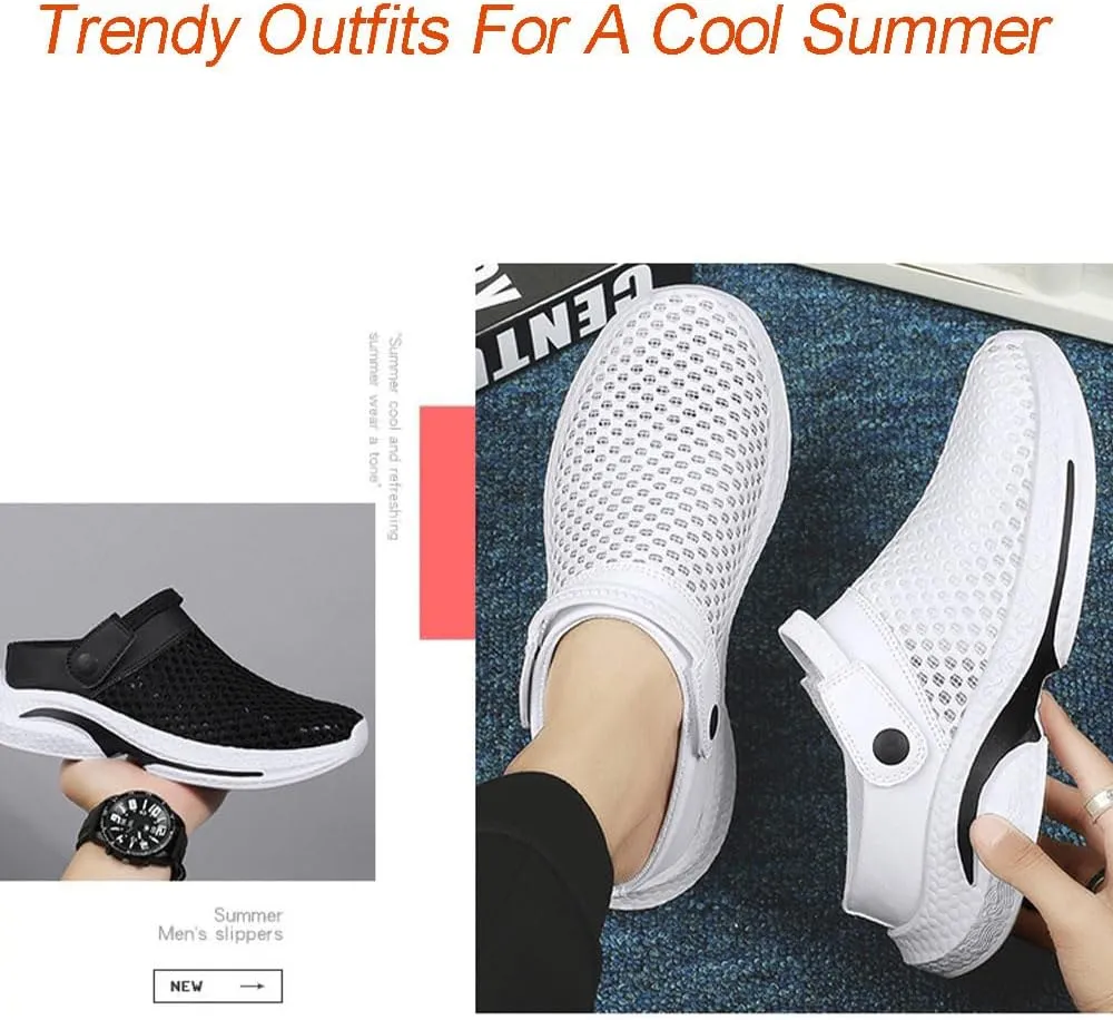 Men's Orthopedic Hollow-Out Summer Sandals Clogs Breathable Mesh Non-Slip Lightweight Comfortable Slip on Slippers