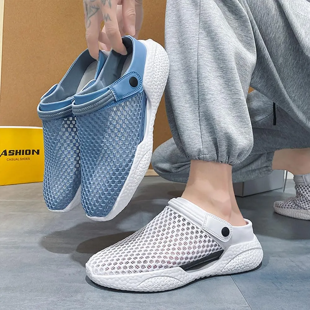 Men's Orthopedic Hollow-Out Summer Sandals Clogs Breathable Mesh Non-Slip Lightweight Comfortable Slip on Slippers